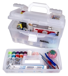 17&quot; Twin Top Supply Box-Trans/White, 6918AH 17&quot; twin top supply box, white, art supply, twin top, lift out tray, lockable, 6918AH, artbin, tackle box,17in. Twin Top Supply Box
