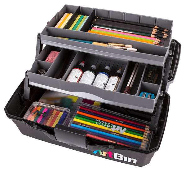 ArtBin 6891AG 1-Tray Art Supply Box, Portable Art & Craft Organizer with  Lift-Up Tray, [1] Plastic Storage Case, Gray/Black