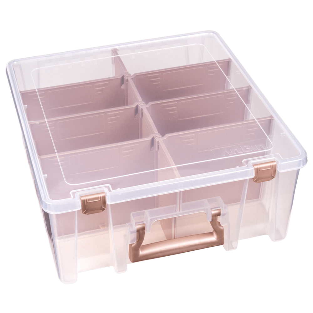 1 Pack ArtBin Super XL Art & Craft Supply Storage Satchel with 7 Bins Inside Clear & Gold 