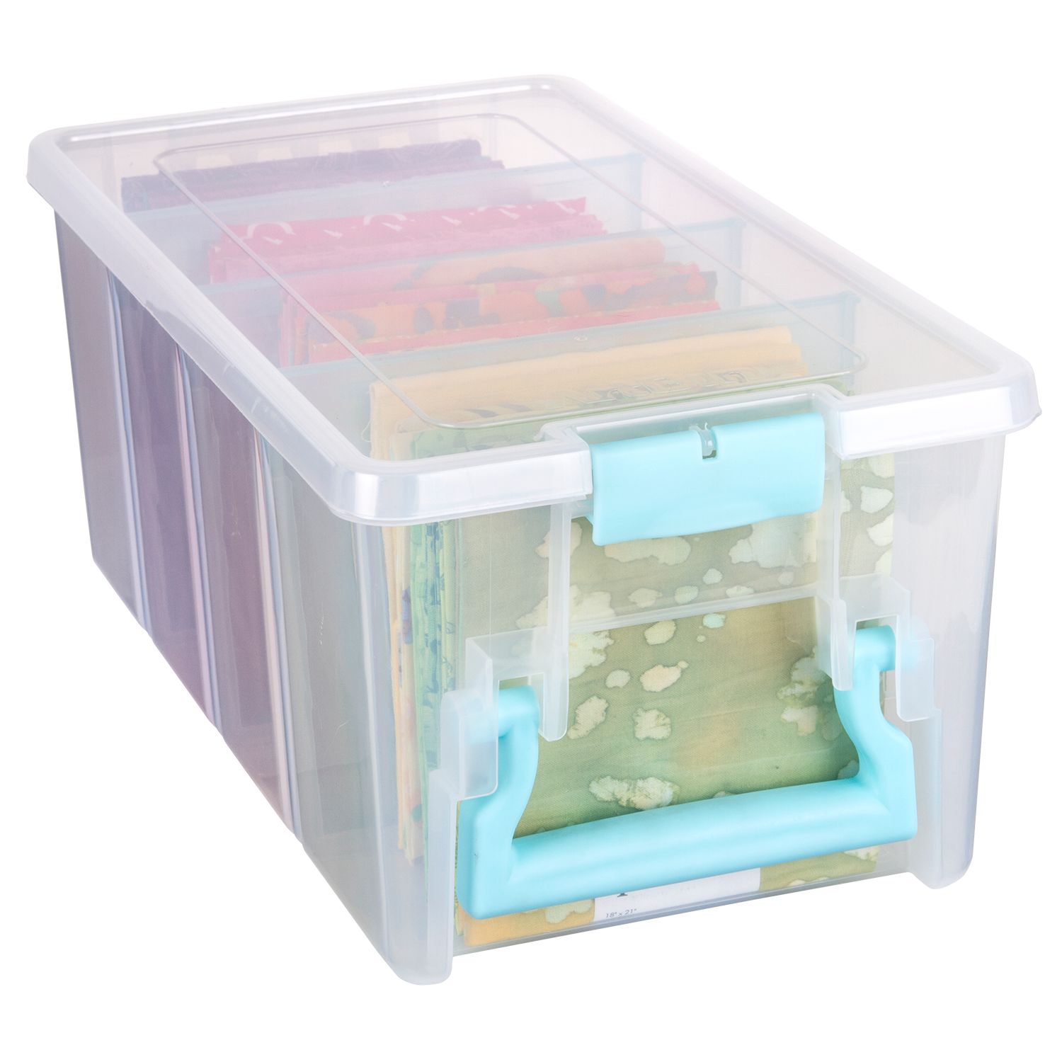 Semi Satchel with Removable Dividers Plastic Storage Case Clear with Aqua Accents 