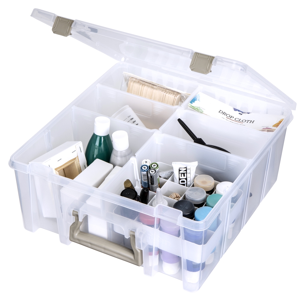  ArtBin 6990AB Super Satchel Double Deep, Portable Art & Craft  Organizer with Handle, [1] Plastic Storage Case, Clear with Gold Accents :  Everything Else