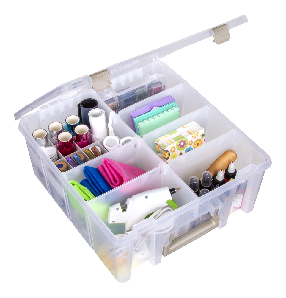  ArtBin 6990AB Super Satchel Double Deep, Portable Art & Craft  Organizer with Handle, [1] Plastic Storage Case, Clear with Gold Accents :  Everything Else
