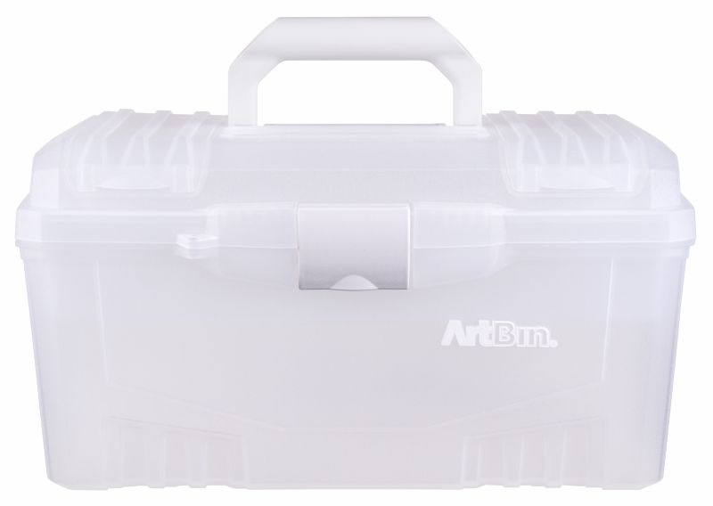 Portable Art & Craft Supply Organizer with Handle, Translucent Plastic Storage Case New Version 6918AH Twin Top 17 inch Supply Box 1 